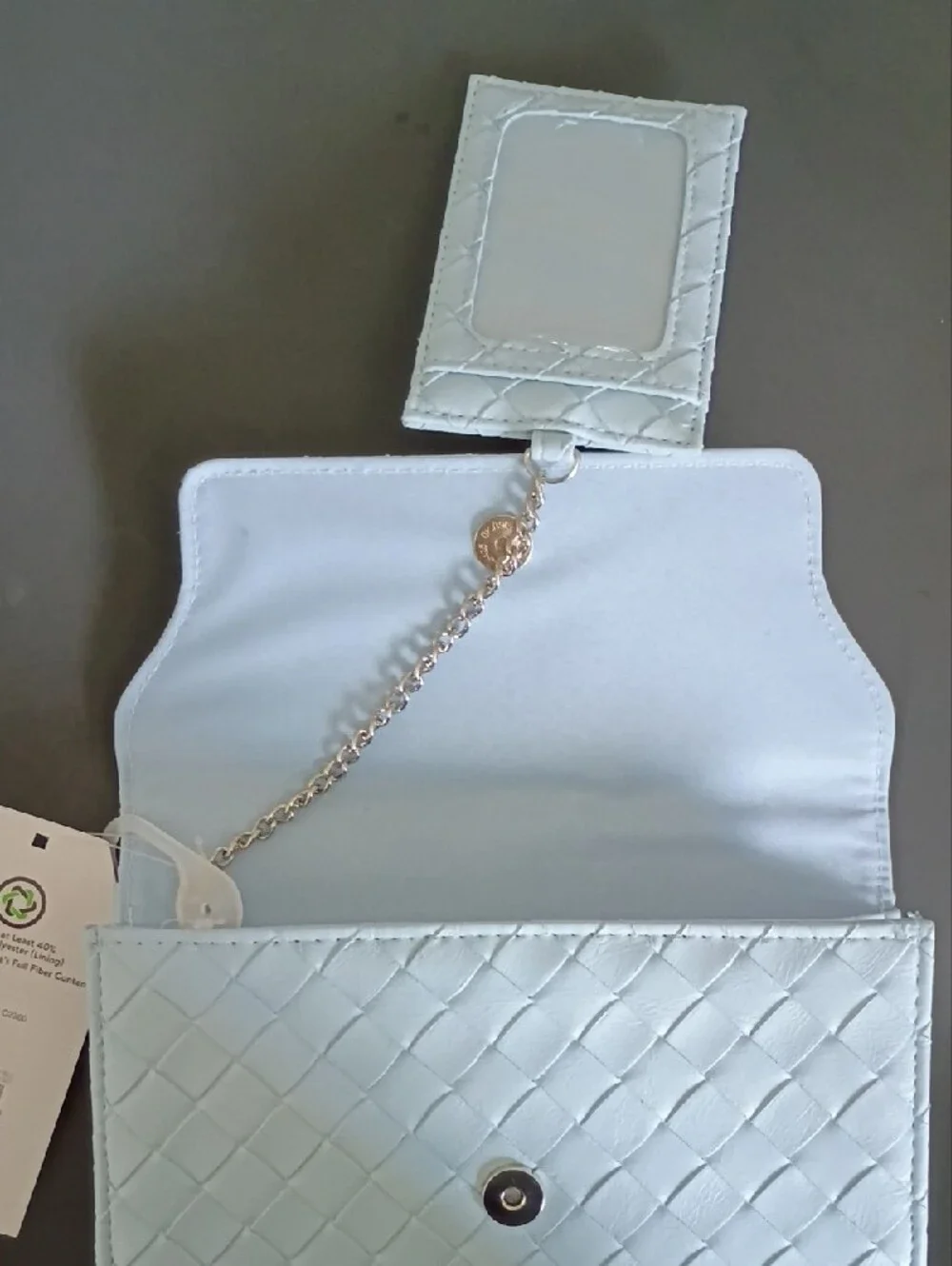 Time and Tru White Woven Clutch Wallet with Silver Hardware